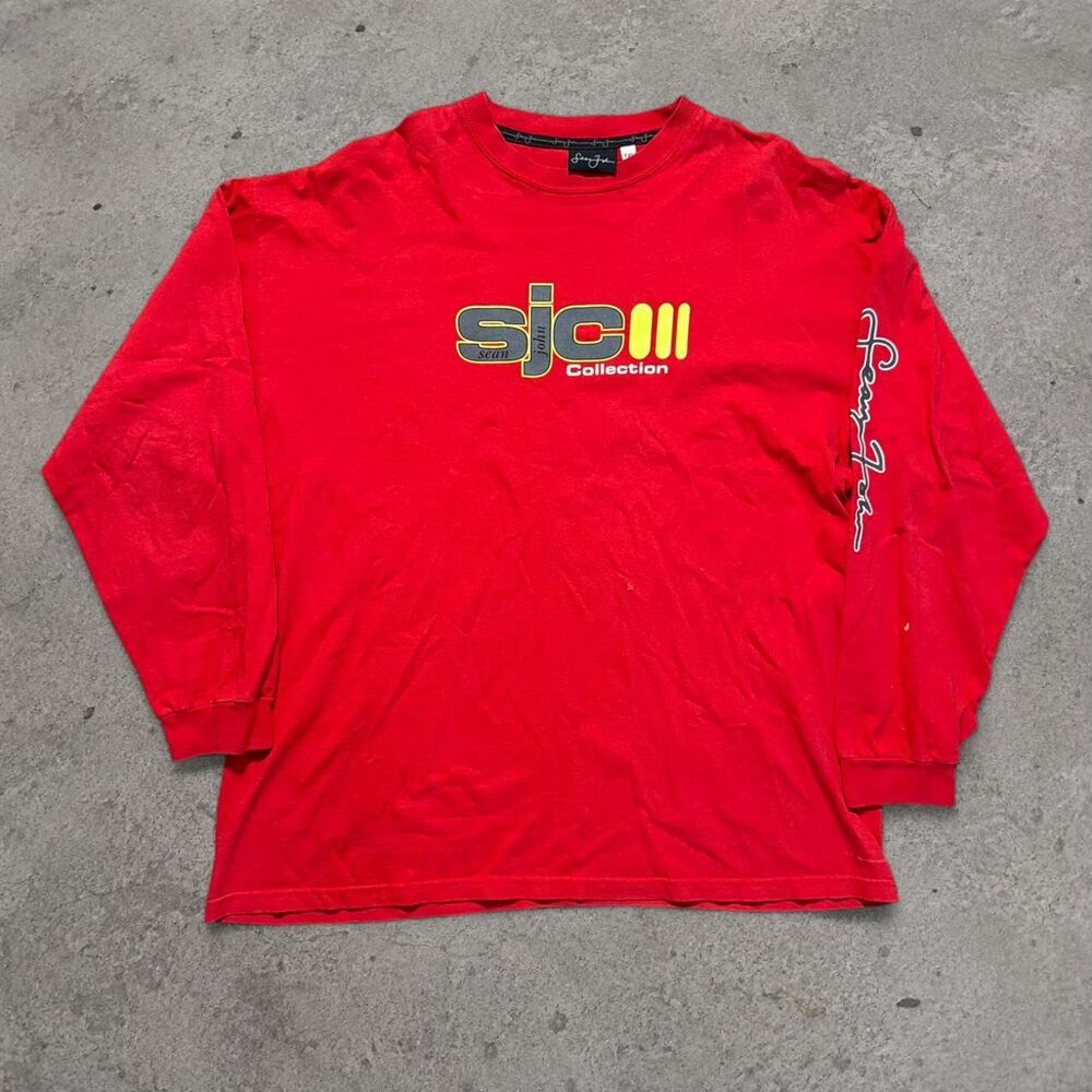 Y2K 2000’ Sean John Red Long Sleeve Spell Out Mens Size XXL